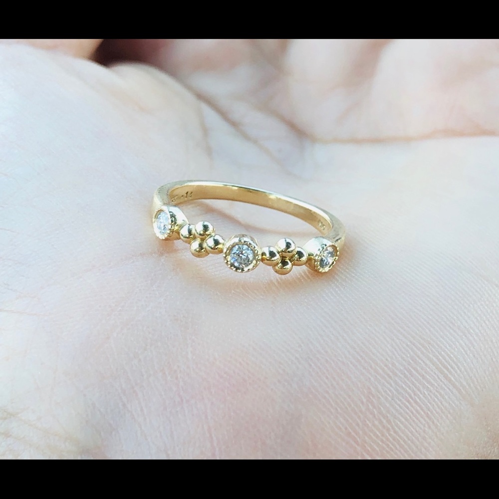 14k solid gold stackable band ring